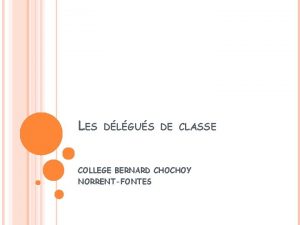 LES DLGUS DE CLASSE COLLEGE BERNARD CHOCHOY NORRENTFONTES