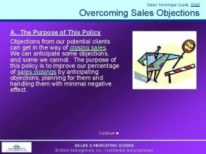 Sales Technique Guide 8340 Overcoming Sales Objections A