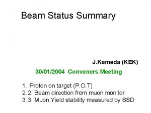 Beam Status Summary J Kameda KEK 30012004 Conveners