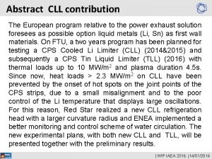 Abstract CLL contribution The European program relative to