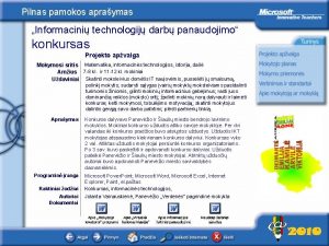 Pilnas pamokos apraymas Informacini technologij darb panaudojimo konkursas