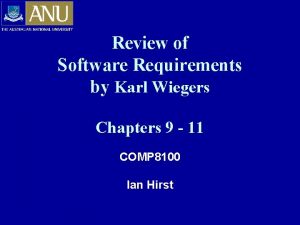 Review of Software Requirements by Karl Wiegers Chapters