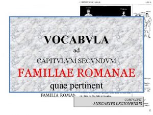 VOCABVLA ad CAPITVLVM SECVNDVM FAMILIAE ROMANAE quae pertinent