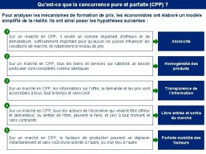 Questce que la concurrence pure et parfaite CPP