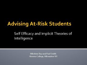 Advising AtRisk Students Self Efficacy and Implicit Theories