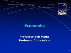 Economics Professor Bob Marks Professor Chris Adam 1