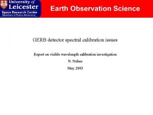 GERB detector spectral calibration issues Report on visible