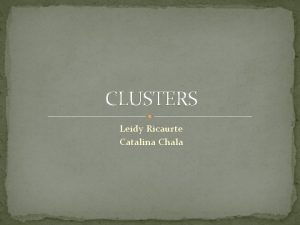 CLUSTERS Leidy Ricaurte Catalina Chala Como surge el