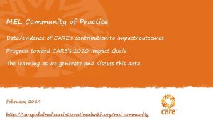 MEL Community of Practice Dataevidence of CAREs contribution