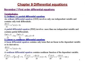 First order differential equation chapter 9