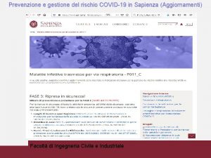 Prevenzione e gestione del rischio COVID19 in Sapienza