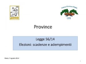 Province Legge 5614 Elezioni scadenze e adempimenti Roma