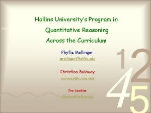 Hollins Universitys Program in Quantitative Reasoning Across the