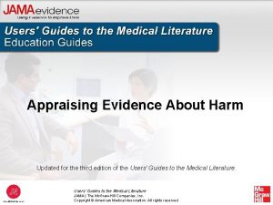 Appraising Evidence About Harm Updated for the third