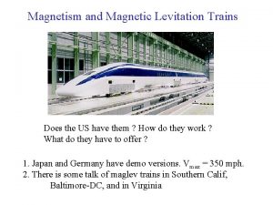 Magnetism and Magnetic Levitation Trains Does the US