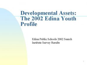 Developmental Assets The 2002 Edina Youth Profile Edina