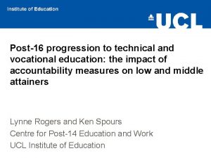 Post16 progression to technical and vocational education the