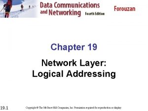 Chapter 19 Network Layer Logical Addressing 19 1