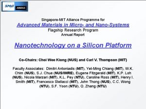 SingaporeMIT Alliance Programme for Advanced Materials in Micro