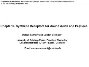 Supplementary information for Synthetic Receptors for Biomolecules Design
