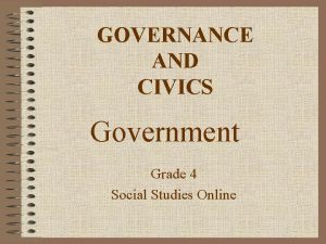 GOVERNANCE AND CIVICS Government Grade 4 Social Studies