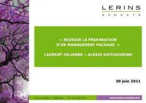 REUSSIR LA PREPARATION DUN MANAGEMENT PACKAGE LAURENT JULIENNE