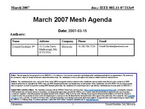 March 2007 doc IEEE 802 11 07213 r
