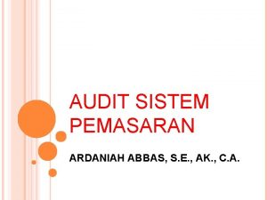 Audit sistem pemasaran