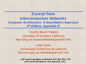 Excerpt from Interconnection Networks Computer Architecture A Quantitative