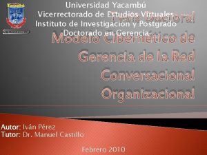 Universidad Yacamb Vicerrectorado de Estudios Virtuales Tesis Doctoral