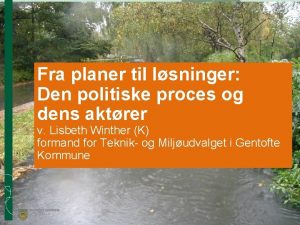 Fra planer til lsninger Den politiske proces og