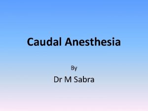 Caudal Anesthesia By Dr M Sabra Caudal anesthesia
