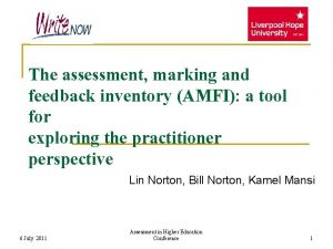 The assessment marking and feedback inventory AMFI a