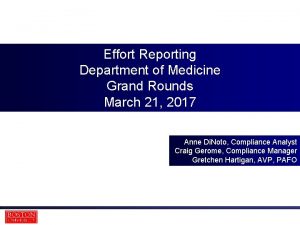 Effort Reporting Department of Medicine Grand Rounds March