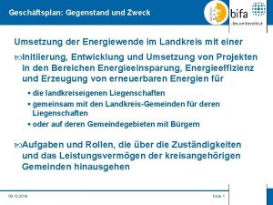 Geschftsplan Gegenstand und Zweck Umsetzung der Energiewende im