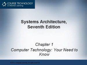 Systems Architecture Seventh Edition Chapter 1 Computer Technology