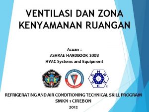 VENTILASI DAN ZONA KENYAMANAN RUANGAN Acuan ASHRAE HANDBOOK