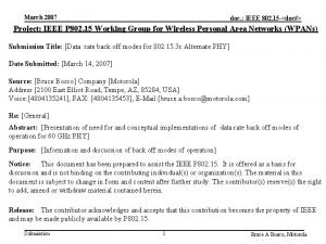 March 2007 doc IEEE 802 15 doc Project