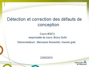 Dtection et correction des dfauts de conception Cours