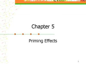 Chapter 5 Priming Effects 1 Priming A popular
