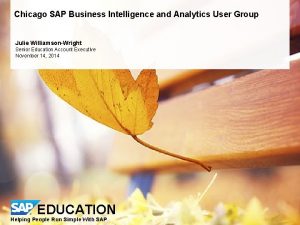 Chicago SAP Business Intelligence and Analytics User Group