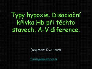 Typy hypoxie Disocian kivka Hb pi tchto stavech