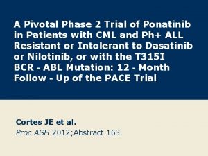 A Pivotal Phase 2 Trial of Ponatinib in