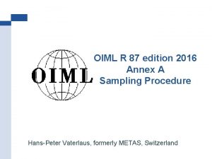 OIML R 87 edition 2016 Annex A Sampling