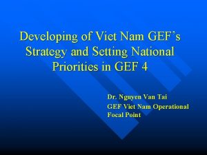 Developing of Viet Nam GEFs Strategy and Setting