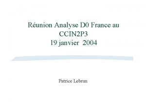 Runion Analyse D 0 France au CCIN 2