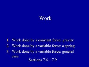 Work 1 Work done by a constant force