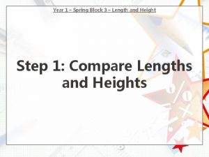 Year 1 Spring Block 3 Length and Height