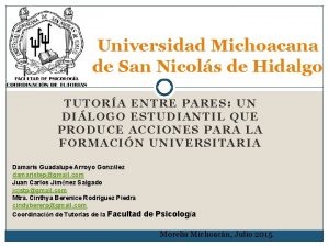 Universidad Michoacana de San Nicols de Hidalgo TUTORA