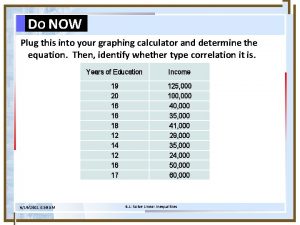 DO NOW Plug this into your graphing calculator